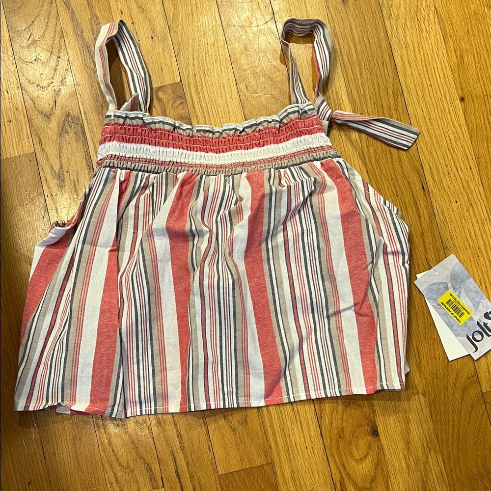 Jolt Red and White Striped Top